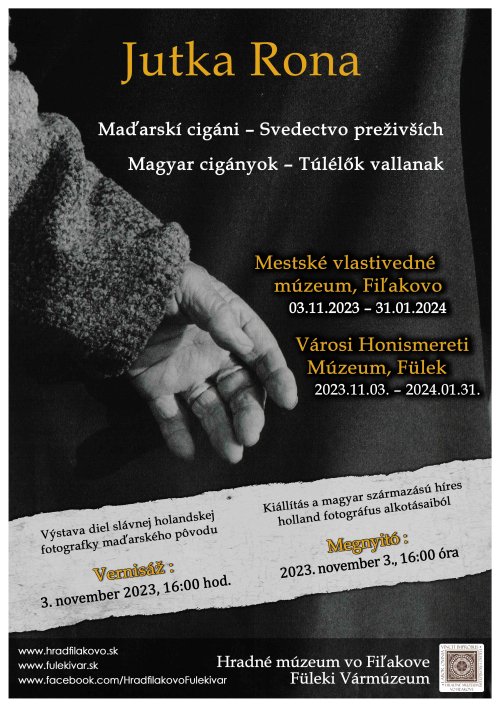 Plagát - Otvorenie fotografickej výstavy Jutky Rona s názvom Maďarskí cigáni – Svedectvo preživších